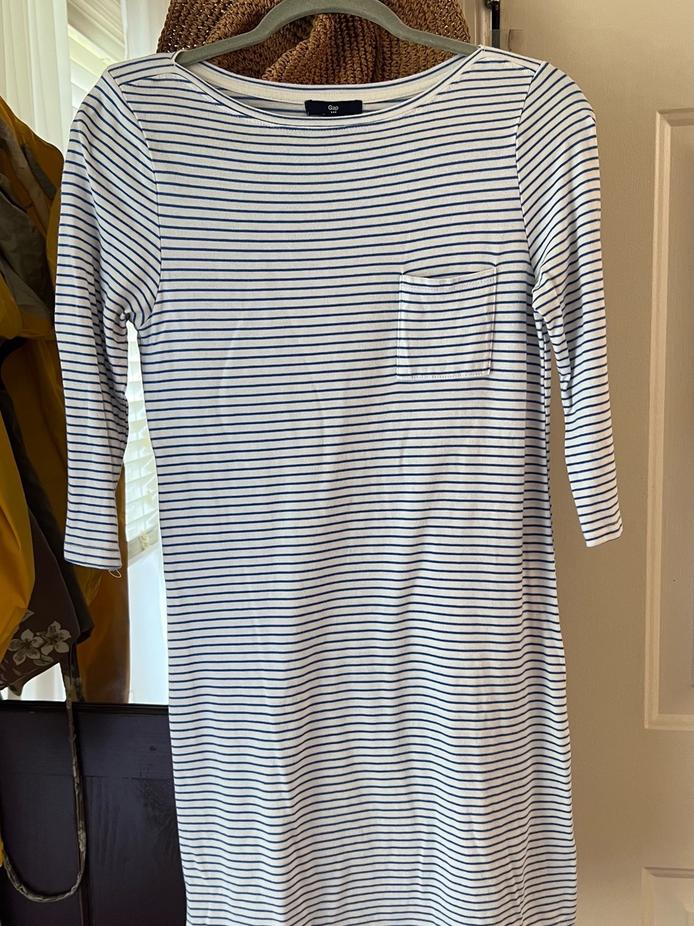 GAP White and Navy Striped Midi Dress